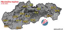 Maximálna teplota - dnes (21.02.2023)