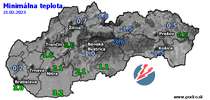 Minimálna teplota - dnes (21.02.2023)