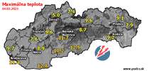 Maximálna teplota - dnes (04.03.2023)