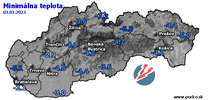 Minimálna teplota - dnes (03.03.2023)