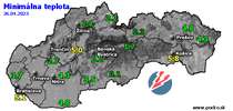 Minimálna teplota - dnes (26.04.2023)