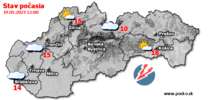 Stav počasia - Slovensko (19.05.2023 o 12.00 hod.)