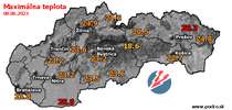 Maximálna teplota - dnes (08.06.2023)