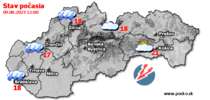 Stav počasia - Slovensko (09.08.2023 o 12.00 hod.)