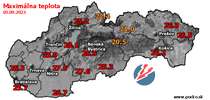 Maximálna teplota - dnes (05.09.2023)