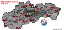 Maximálna teplota - dnes (13.09.2023)