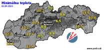 Minimálna teplota - dnes (01.09.2023)