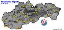 Minimálna teplota - dnes (05.09.2023)