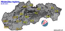 Minimálna teplota - dnes (06.09.2023)