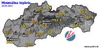 Minimálna teplota - dnes (18.09.2023)
