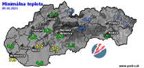 Minimálna teplota - dnes (09.10.2023)