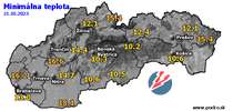 Minimálna teplota - dnes (21.10.2023)