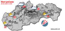 Stav počasia - Slovensko (20.10.2023 o 12.00 hod.)