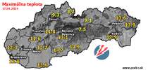 Maximálna teplota - dnes (17.04.2024)