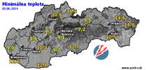 Minimálna teplota - dnes (05.06.2024)