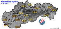 Minimálna teplota - dnes (18.06.2024)