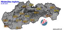 Minimálna teplota - dnes (01.09.2024)