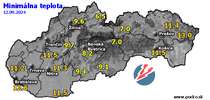 Minimálna teplota - dnes (12.09.2024)