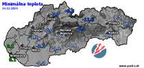 Minimálna teplota - dnes (14.12.2024)
