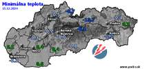 Minimálna teplota - dnes (15.12.2024)