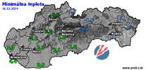 Minimálna teplota - dnes (16.12.2024)
