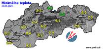 Minimálna teplota - dnes (21.04.2025)