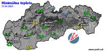 Minimálna teplota - dnes (27.04.2025)