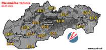 Maximálna teplota - dnes (05.05.2025)