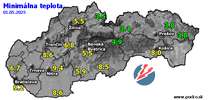 Minimálna teplota - dnes (01.05.2025)