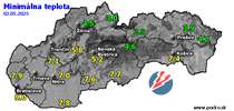 Minimálna teplota - dnes (02.05.2025)