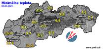 Minimálna teplota - dnes (03.05.2025)