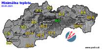 Minimálna teplota - dnes (05.05.2025)