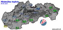 Minimálna teplota - dnes (09.05.2025)