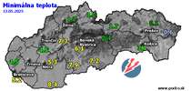 Minimálna teplota - dnes (13.05.2025)