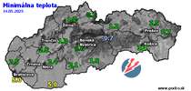 Minimálna teplota - dnes (14.05.2025)