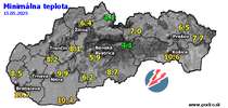 Minimálna teplota - dnes (15.05.2025)