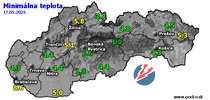 Minimálna teplota - dnes (17.05.2025)