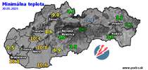Minimálna teplota - dnes (20.05.2025)