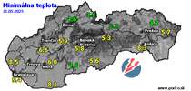 Minimálna teplota - dnes (21.05.2025)