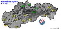 Minimálna teplota - dnes (30.05.2025)