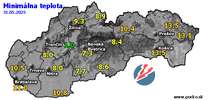 Minimálna teplota - dnes (31.05.2025)