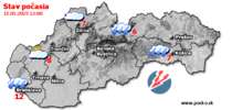 Stav počasia - Slovensko (15.05.2025 o 12.00 hod.)
