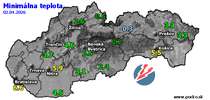 Minimálna teplota - dnes (02.04.2026)