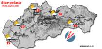 Stav počasia - Slovensko (19.04.2026 o 12.00 hod.)