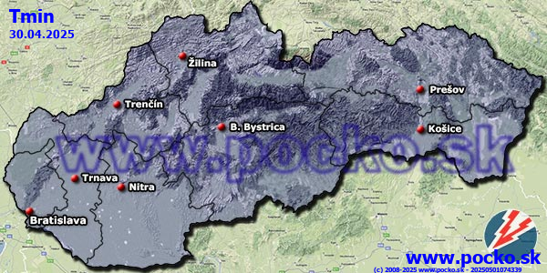 Minimalne namerane teploty - vcera